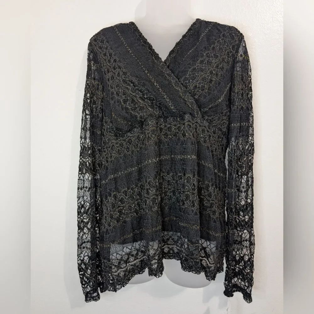 Notations Y2K Lace Mesh Witchy Feminine Whimsigoth Dark RomanticTop XL NWT